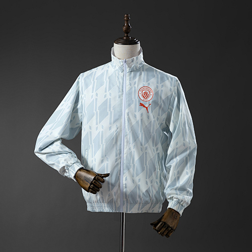 Manchester City Reversible Jacket Windbreaker – White & Mint Green S-XXL
