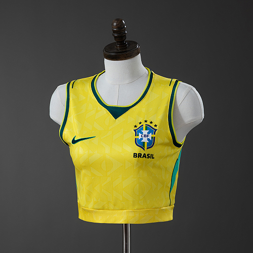 Brazil 2026 Women’s Crop Tank Top Home Jersey S-XXL - 1