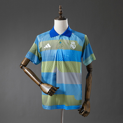 Real Madrid 25/26 POLO – Green Striped Tray S-XXL
