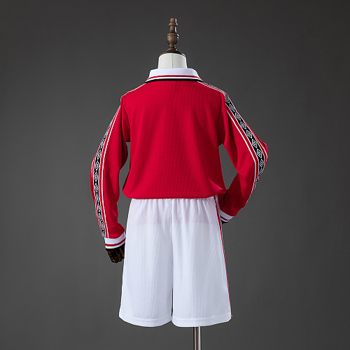 M-U 98/99 Home Retro Long Sleeve Kids Kit Jersey SIZE 16-28