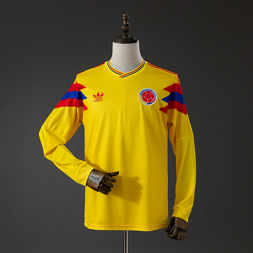 Colombia 1990 Originals Retro Home Long Sleeve Jersey S-XXL - 1