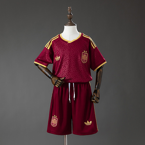 Spain 2026 2 Stars Special Edition Kids Kit – Maroon Size 16-28